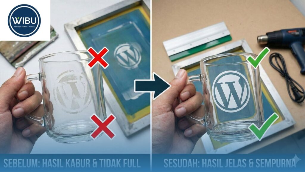 Tutorial Memperbaiki Hasil Sablon yang Kabur atau Tidak Full di Permukaan Gelas